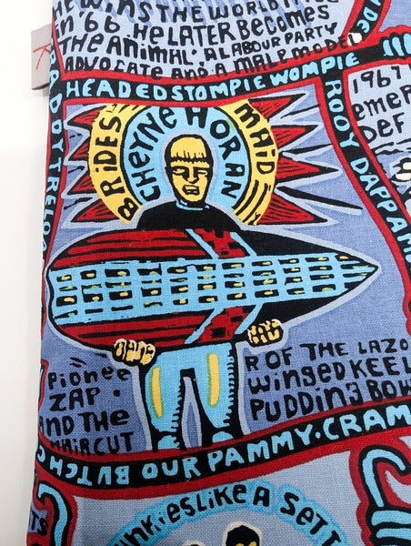 Vintage Mambo Tapestry of Surfing Large Tote