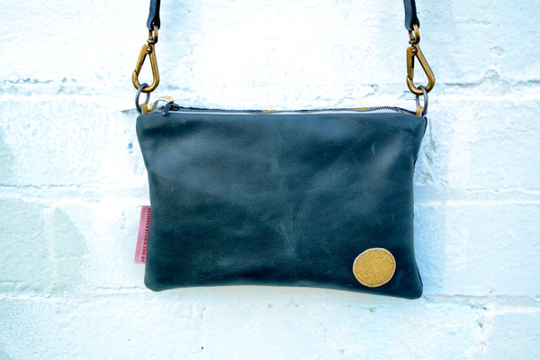 Dark Gold Leopard Print and Leather small cross-body bag