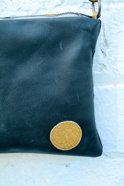 Dark Gold Leopard Print and Leather small cross-body bag