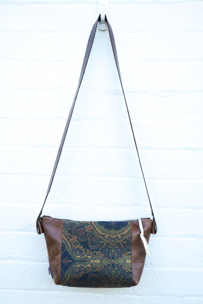 Boho Brown Upholstery Leather Handbag- Large