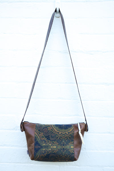 Boho Brown Upholstery Leather Handbag- Large