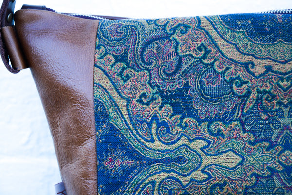 Boho Brown Upholstery Leather Handbag- Large