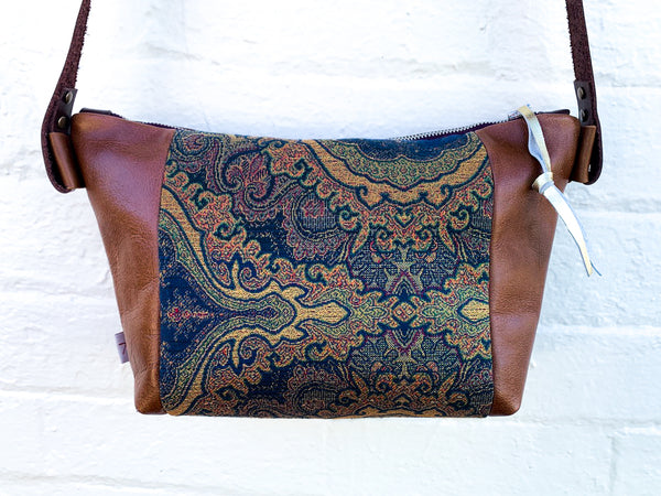 Boho Brown Upholstery Leather Handbag- Large