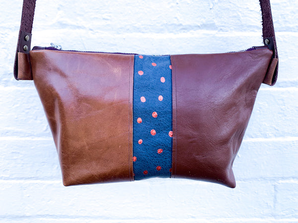 Boho Brown Upholstery Leather Handbag- Large