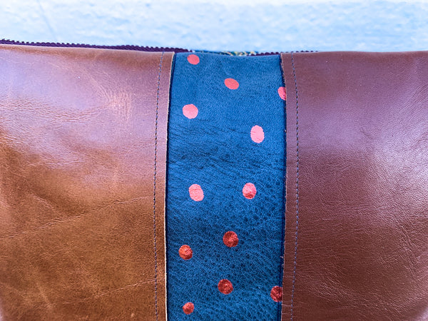 Boho Brown Upholstery Leather Handbag- Large