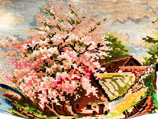 Summer Scene Cross-Stitch Shoulder bag- Large
