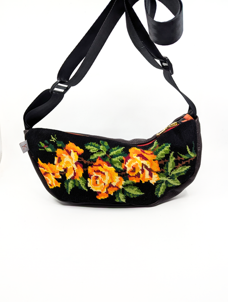 Orange Rose Crescent Cross Body Bag