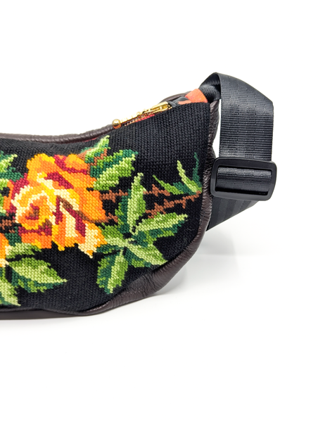 Orange Rose Crescent Cross Body Bag