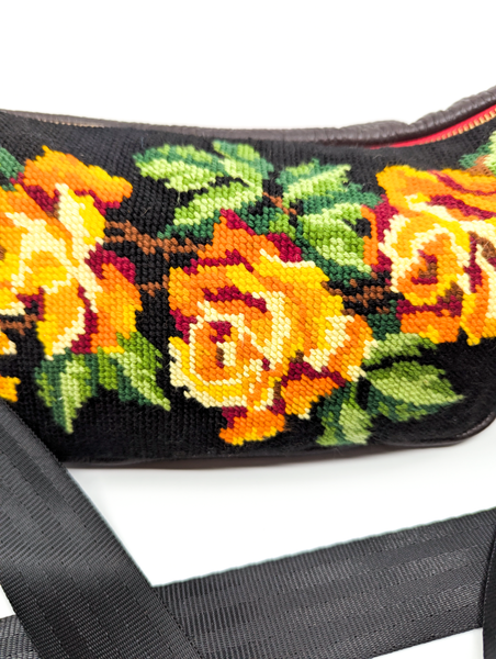 Orange Rose Crescent Cross Body Bag