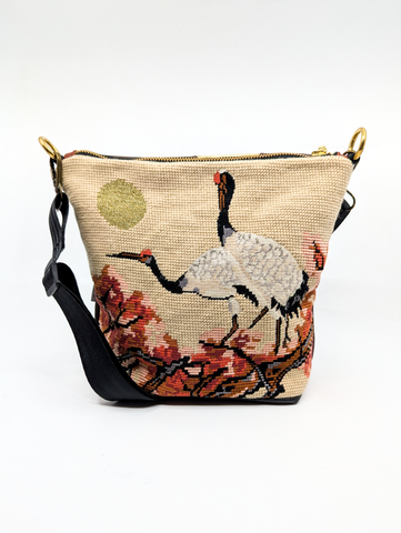 Oriental Crane Vintage Tapestry Shoulder Bag