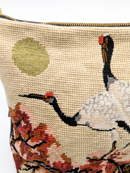 Oriental Crane Vintage Tapestry Shoulder Bag