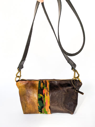 Forest Glimpse Repurposed Leather Shoulder Bag