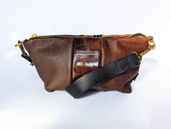 Forest Glimpse Repurposed Leather Shoulder Bag