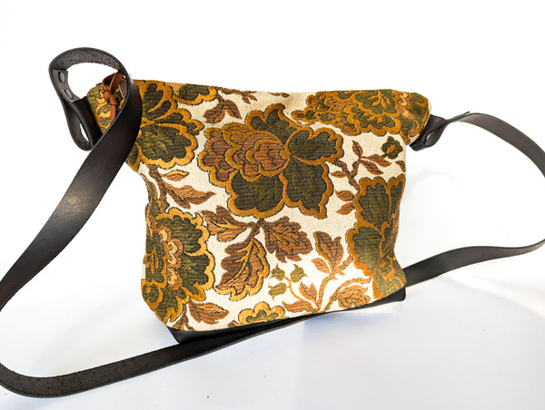 Golden Flower Upholstery and Leather Large Carpet Bag
