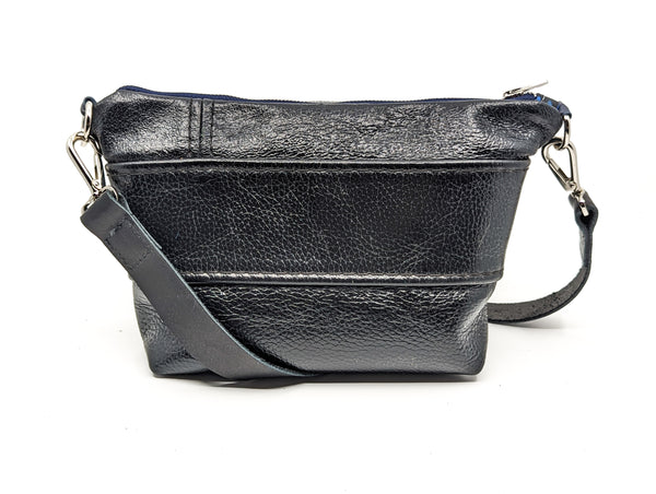 Black Re Purposed Leather Shoulder Bag - Medium