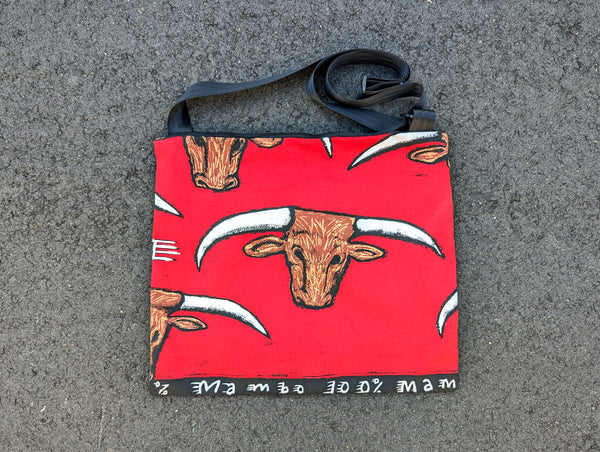 Bull Vintage Mambo Screen Print Large Cross Body Bag - Red