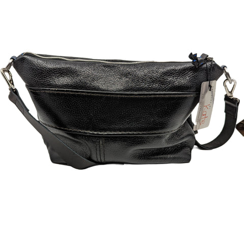 Black Re Purposed Leather Shoulder Bag - Large