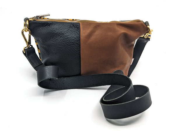 Golden Leopard Repurposed Leather Shoulder Bag