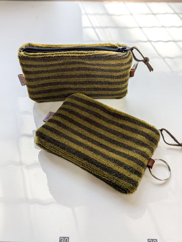 Green Stripe Moquette Purse, key ring on the side