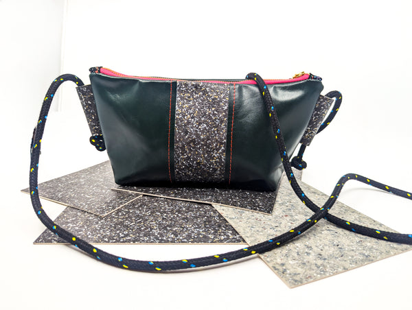 Tarkett and Green Repurposed Leather Shoulder Bag