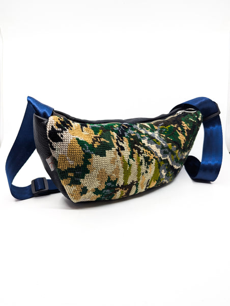 Vintage Tapestry Crescent Cross Body Bag