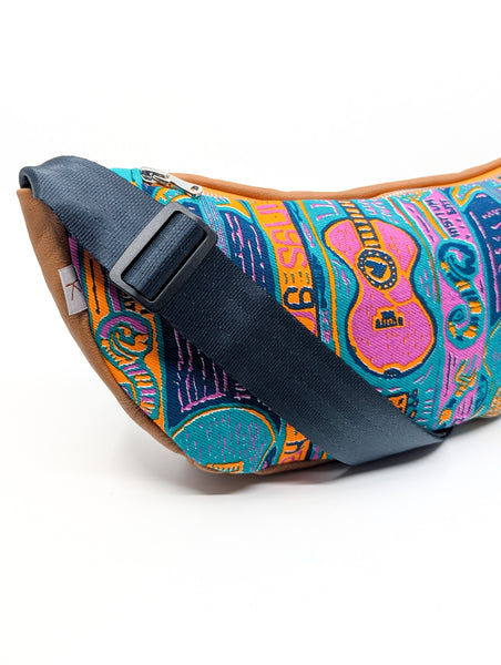 Vintage Mambo Guitar Snake Crescent Cross Body Bag