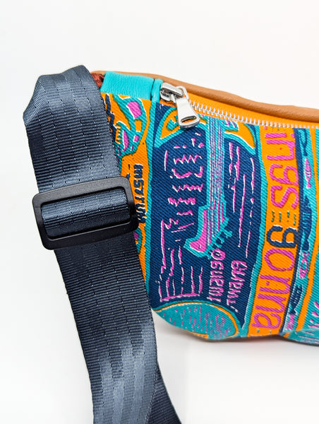 Vintage Mambo Guitar Snake Crescent Cross Body Bag