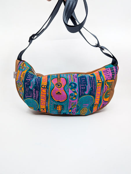 Vintage Mambo Guitar Snake Crescent Cross Body Bag