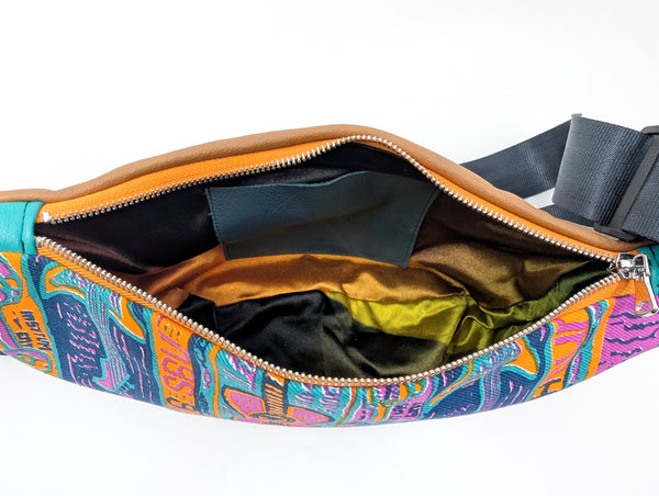 Vintage Mambo Guitar Snake Crescent Cross Body Bag