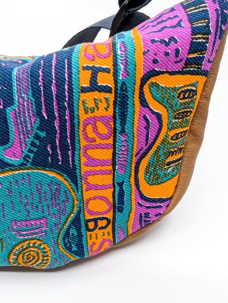 Vintage Mambo Guitar Snake Crescent Cross Body Bag