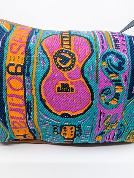 Vintage Mambo Guitar Snake Crescent Cross Body Bag