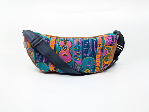 Vintage Mambo Guitar Snake Crescent Cross Body Bag