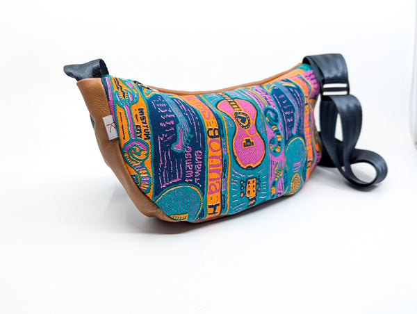 Vintage Mambo Guitar Snake Crescent Cross Body Bag