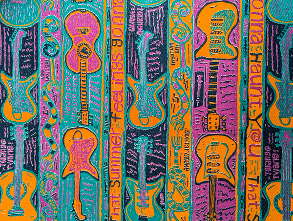 Vintage Mambo Guitar Snake Crescent Cross Body Bag