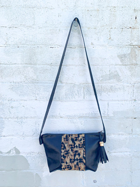 Tapestry Leather Handbag- Large