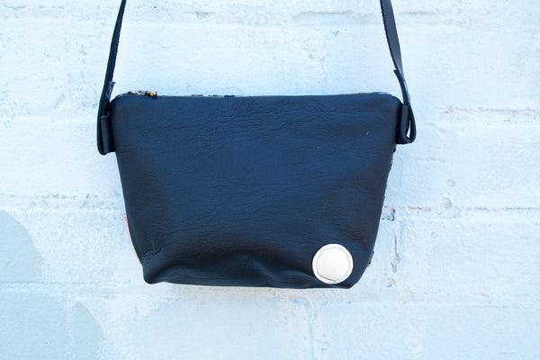 Silver Spot Velour Leather Handbag- Large