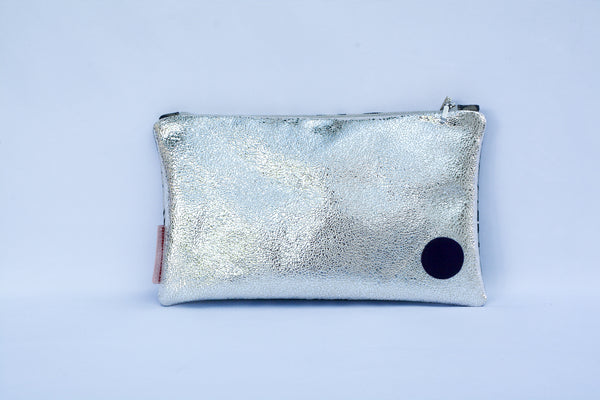 Fleur De Lis Silver Leather Clutch