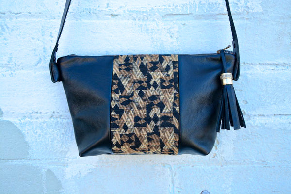 Tapestry Leather Handbag- Large