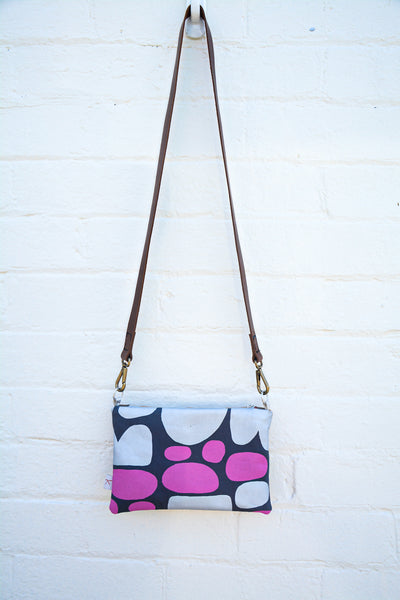 Puli Puli Indigenous Screen Print and Leather cross-body bag
