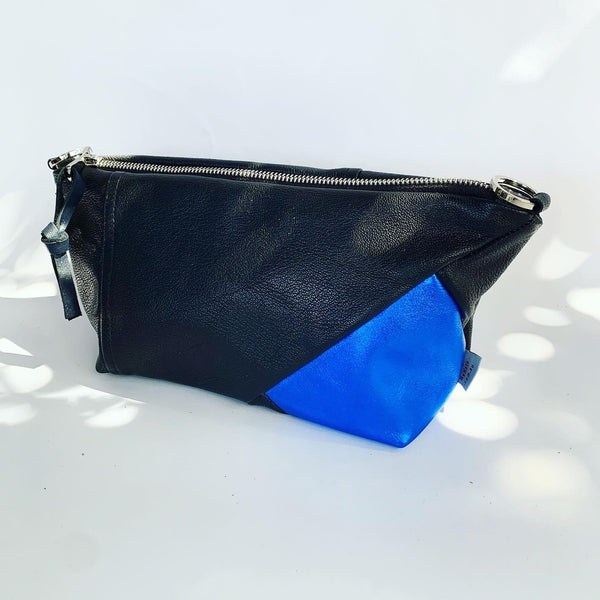 Blue Notch Repurposed Leather Shoulder Bag