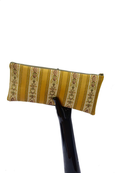 Yellow Striped Brocade Clutch