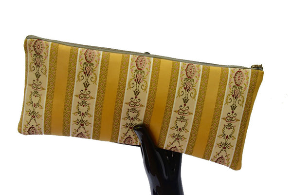 Yellow Striped Brocade Clutch