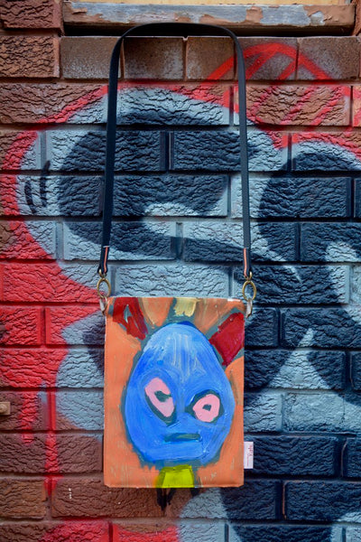 'Blue Guy' Original painting by artist Digby Webster iPad/shoulder bag