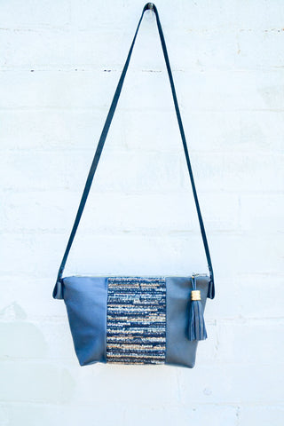 Blue Tones Leather Handbag- Large