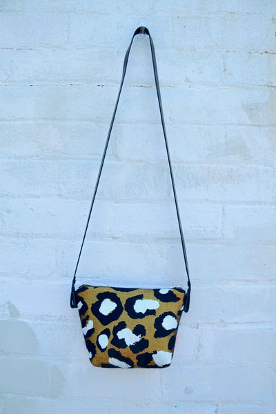 Gold Metallic Leopard cross-body bag