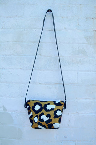 Gold Metallic Leopard cross-body bag