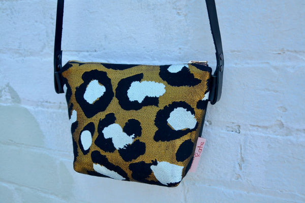 Gold Metallic Leopard cross-body bag