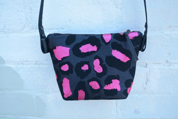 Pink Metallic Leopard cross-body bag
