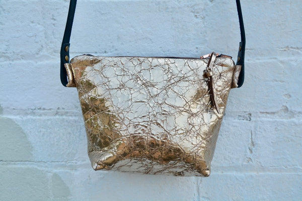 Gold Crinkle Cross-Body Bag