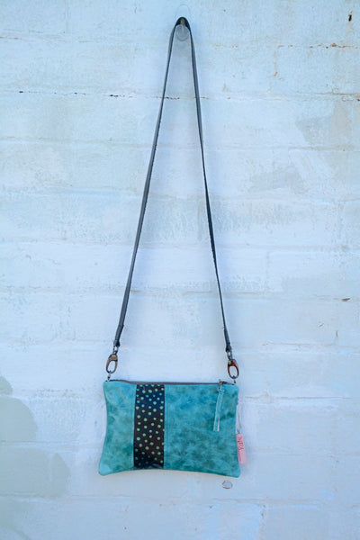 Turquoise and dots Leather small cross-body bag